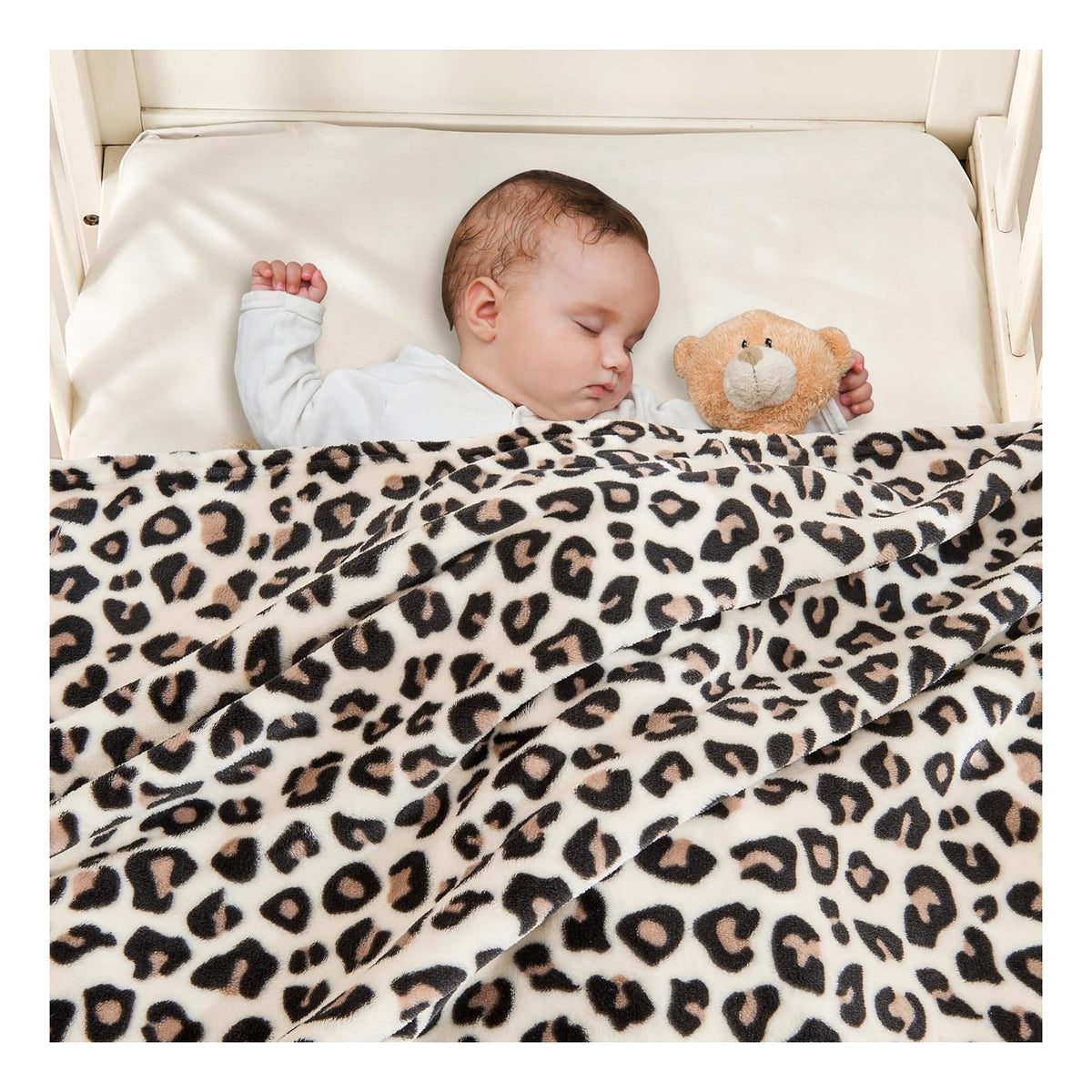 Leopard Print Baby Blanket Fleece Baby Blankets for Boys Girls, Ultra Soft Cozy Fluffy Infant Toddler Newborn Receiving Blankets for Crib Stroller