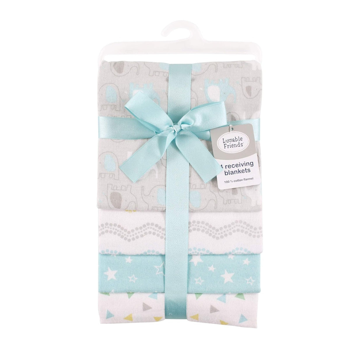 Friends Unisex Baby Cotton Flannel Receiving Blankets, Basic Elephant 4-Pack, One Size