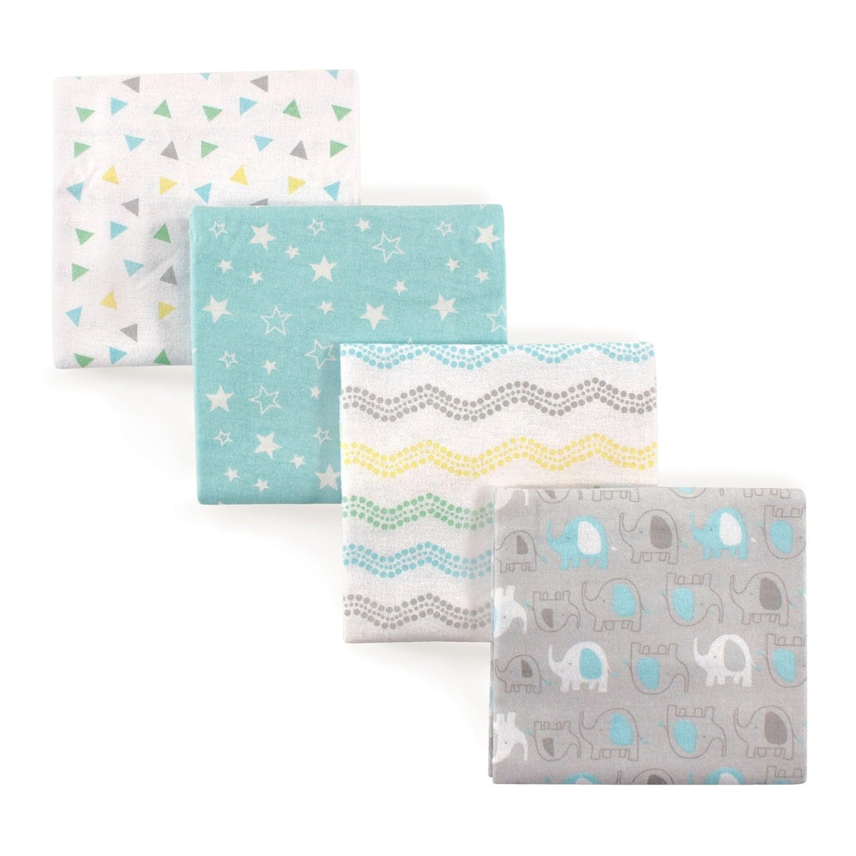 Friends Unisex Baby Cotton Flannel Receiving Blankets, Basic Elephant 4-Pack, One Size