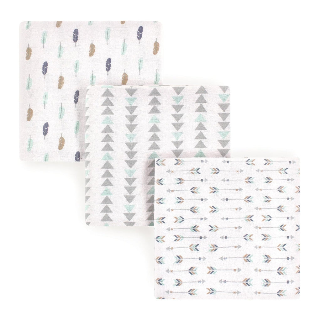 Friends Unisex Baby Cotton Flannel Receiving Blankets, Boy Feathers 3-Pack, One Size