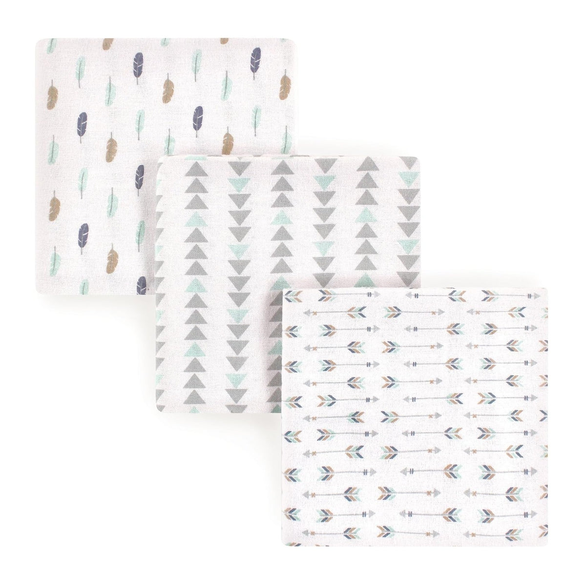 Friends Unisex Baby Cotton Flannel Receiving Blankets, Boy Feathers 3-Pack, One Size