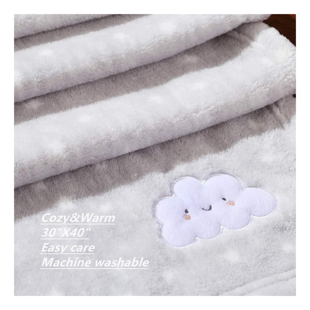 Cute Cozy Fluffy Warm Baby Blanket for Boys Infants Toddlers' Bedding Crib Cot Stroller, Baby Shower Birthday Newborn's Gift - Grey Cloud