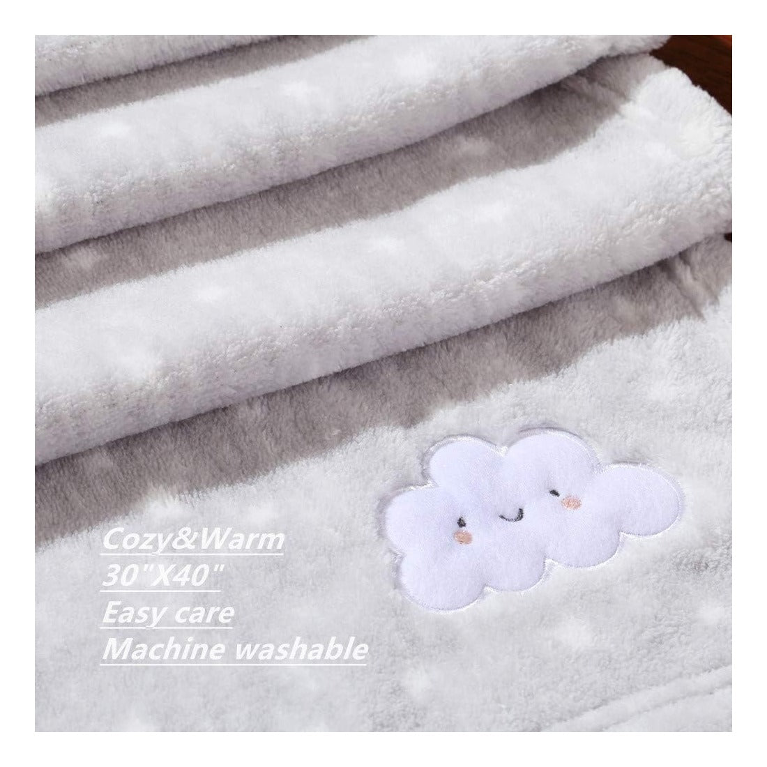 Cute Cozy Fluffy Warm Baby Blanket for Boys Infants Toddlers' Bedding Crib Cot Stroller, Baby Shower Birthday Newborn's Gift - Grey Cloud