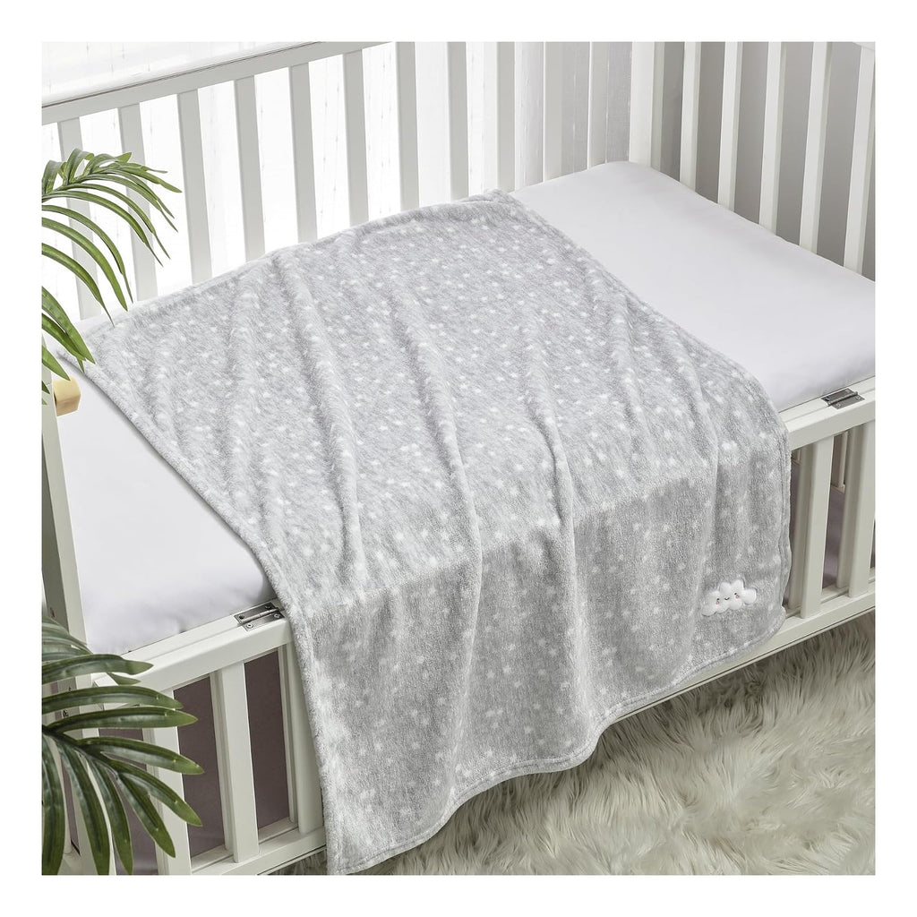 Cute Cozy Fluffy Warm Baby Blanket for Boys Infants Toddlers' Bedding Crib Cot Stroller, Baby Shower Birthday Newborn's Gift - Grey Cloud