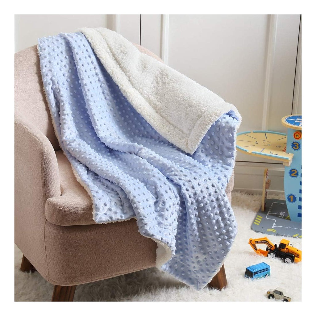 2Pcs 30''X40'' Cute Cozy Fluffy Warm Baby Blankets for Infants Toddlers' Bedding Crib Cot Stroller - Grey Cloud + Blue Sherpa