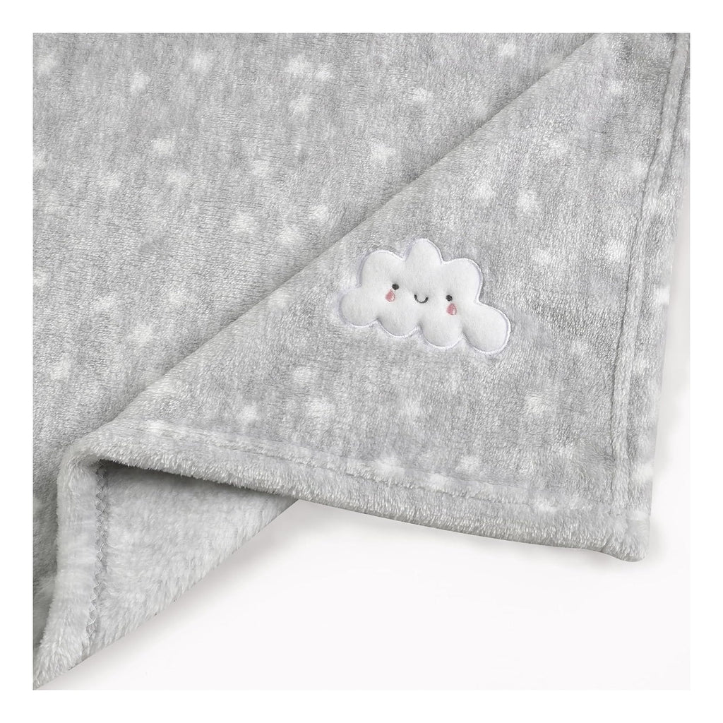 2Pcs 30''X40'' Cute Cozy Fluffy Warm Baby Blankets for Infants Toddlers' Bedding Crib Cot Stroller - Grey Cloud + Blue Sherpa