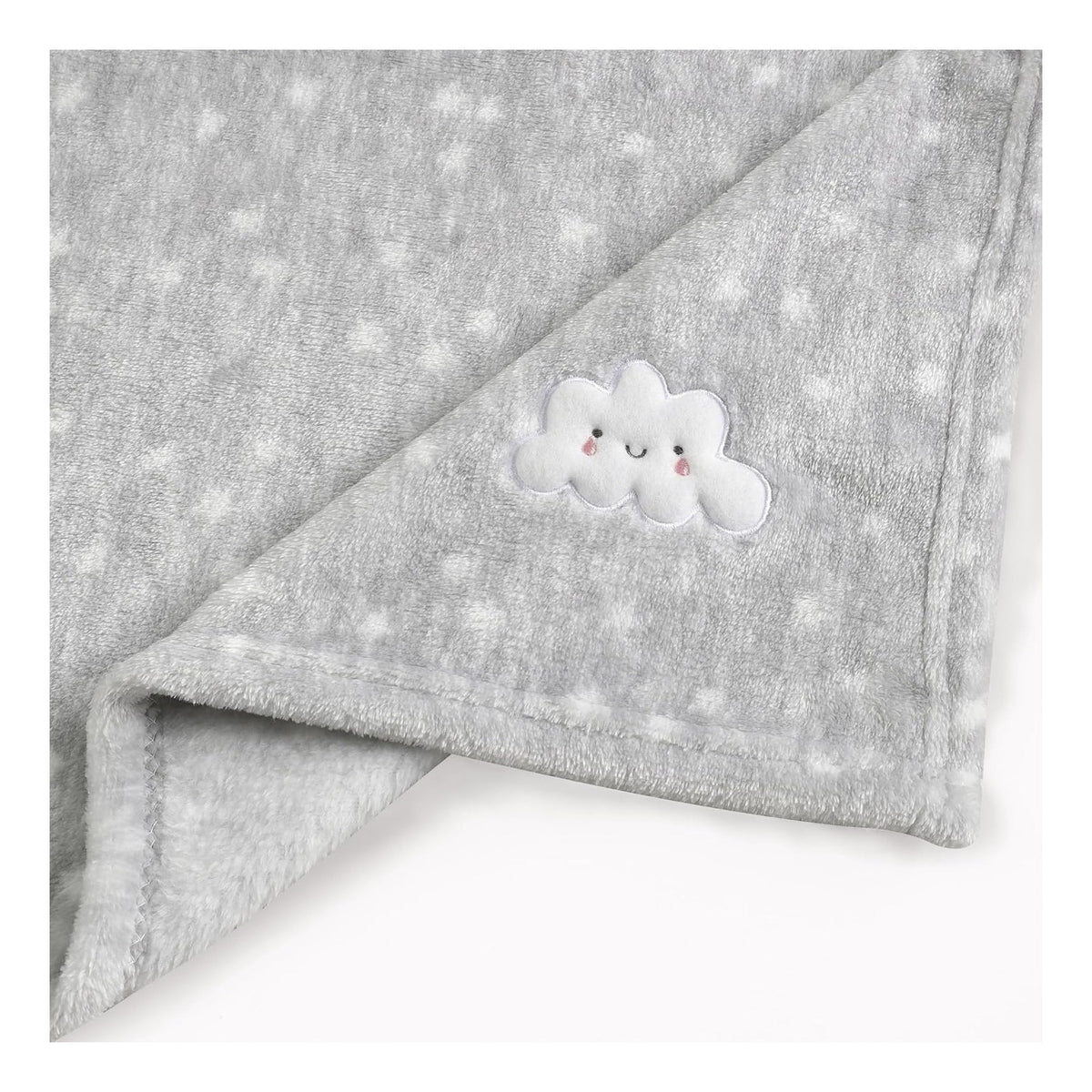 2Pcs 30''X40'' Cute Cozy Fluffy Warm Baby Blankets for Infants Toddlers' Bedding Crib Cot Stroller - Grey Cloud + Blue Sherpa