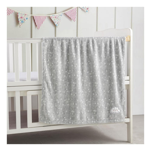 2Pcs 30''X40'' Cute Cozy Fluffy Warm Baby Blankets for Infants Toddlers' Bedding Crib Cot Stroller - Grey Cloud + Blue Sherpa