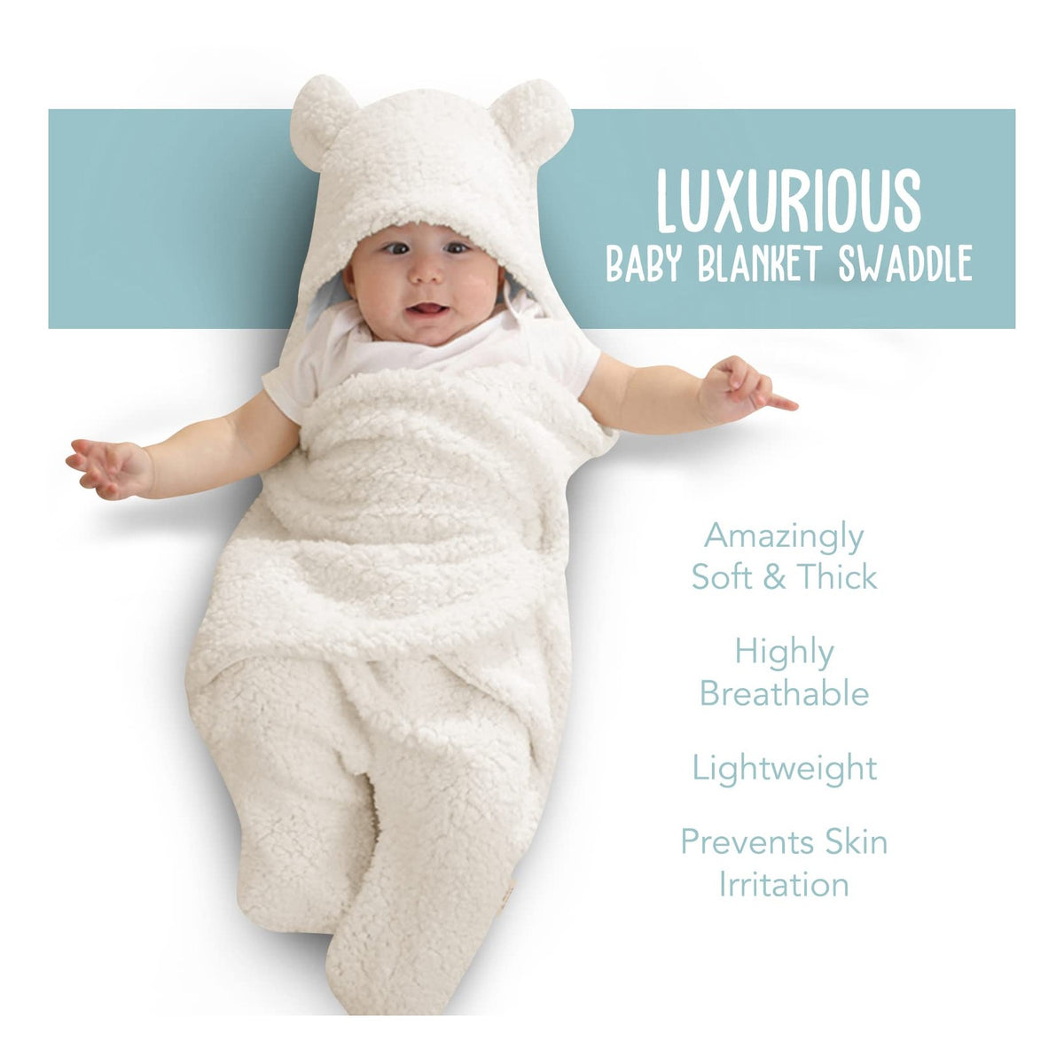 Baby Swaddle Blanket | Ultra-Soft Plush Essential for Infants 0-6 Months | Receiving Swaddling Wrap White | Ideal for Baby Boy Accessories and Newborn Registry | Perfect Baby Girl Shower Gift