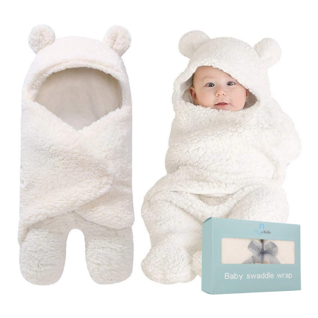 Baby Swaddle Blanket | Ultra-Soft Plush Essential for Infants 0-6 Months | Receiving Swaddling Wrap White | Ideal for Baby Boy Accessories and Newborn Registry | Perfect Baby Girl Shower Gift