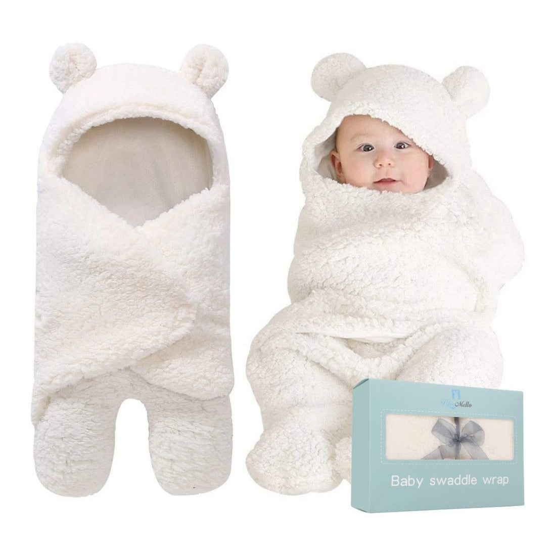 Baby Swaddle Blanket | Ultra-Soft Plush Essential for Infants 0-6 Months | Receiving Swaddling Wrap White | Ideal for Baby Boy Accessories and Newborn Registry | Perfect Baby Girl Shower Gift