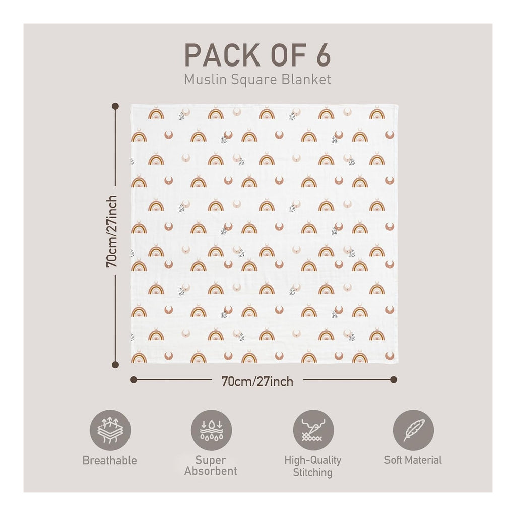 BABY Receiving Blanket Boy Cotton Muslin Swaddle Blankets Girl Newborn Squares Breathable & Soft Thin Baby Blankets Cloths Double Absorbent Infant Swaddling Wrap - 6 Pack