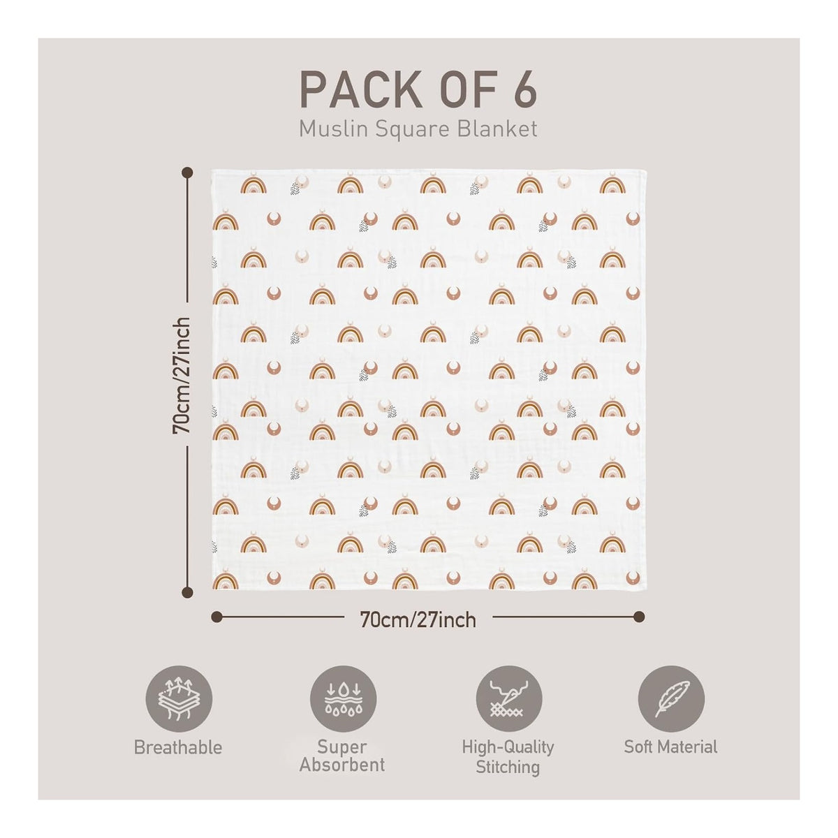 BABY Receiving Blanket Boy Cotton Muslin Swaddle Blankets Girl Newborn Squares Breathable & Soft Thin Baby Blankets Cloths Double Absorbent Infant Swaddling Wrap - 6 Pack