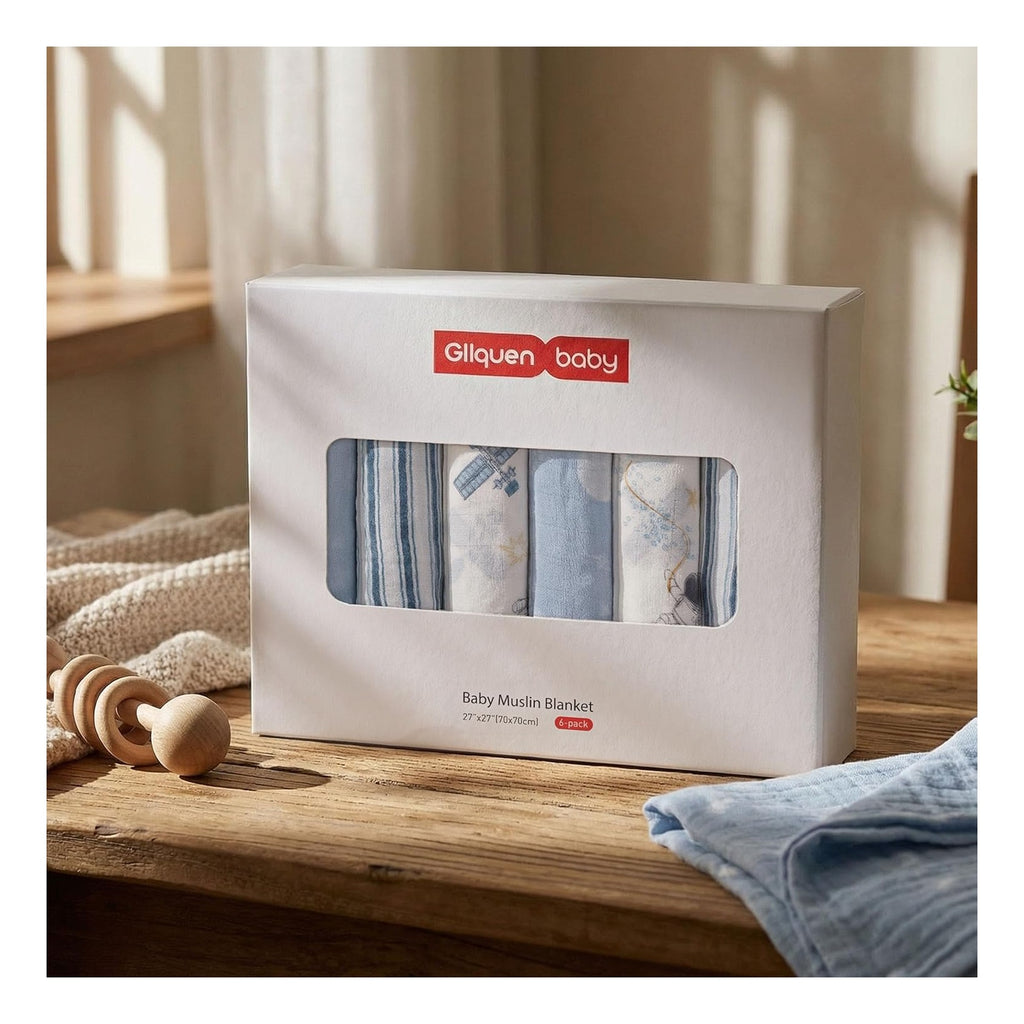 BABY Receiving Blanket Boy Cotton Muslin Swaddle Blankets Girl Newborn Squares Breathable & Soft Thin Baby Blankets Cloths Double Absorbent Infant Swaddling Wrap - 6 Pack
