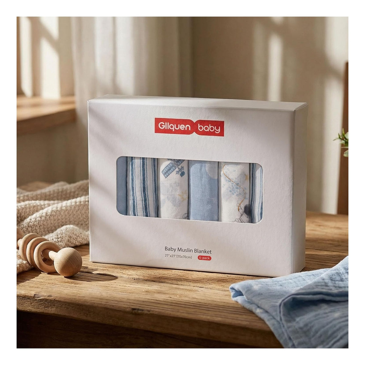 BABY Receiving Blanket Boy Cotton Muslin Swaddle Blankets Girl Newborn Squares Breathable & Soft Thin Baby Blankets Cloths Double Absorbent Infant Swaddling Wrap - 6 Pack