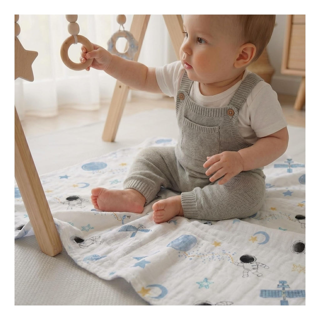 BABY Receiving Blanket Boy Cotton Muslin Swaddle Blankets Girl Newborn Squares Breathable & Soft Thin Baby Blankets Cloths Double Absorbent Infant Swaddling Wrap - 6 Pack