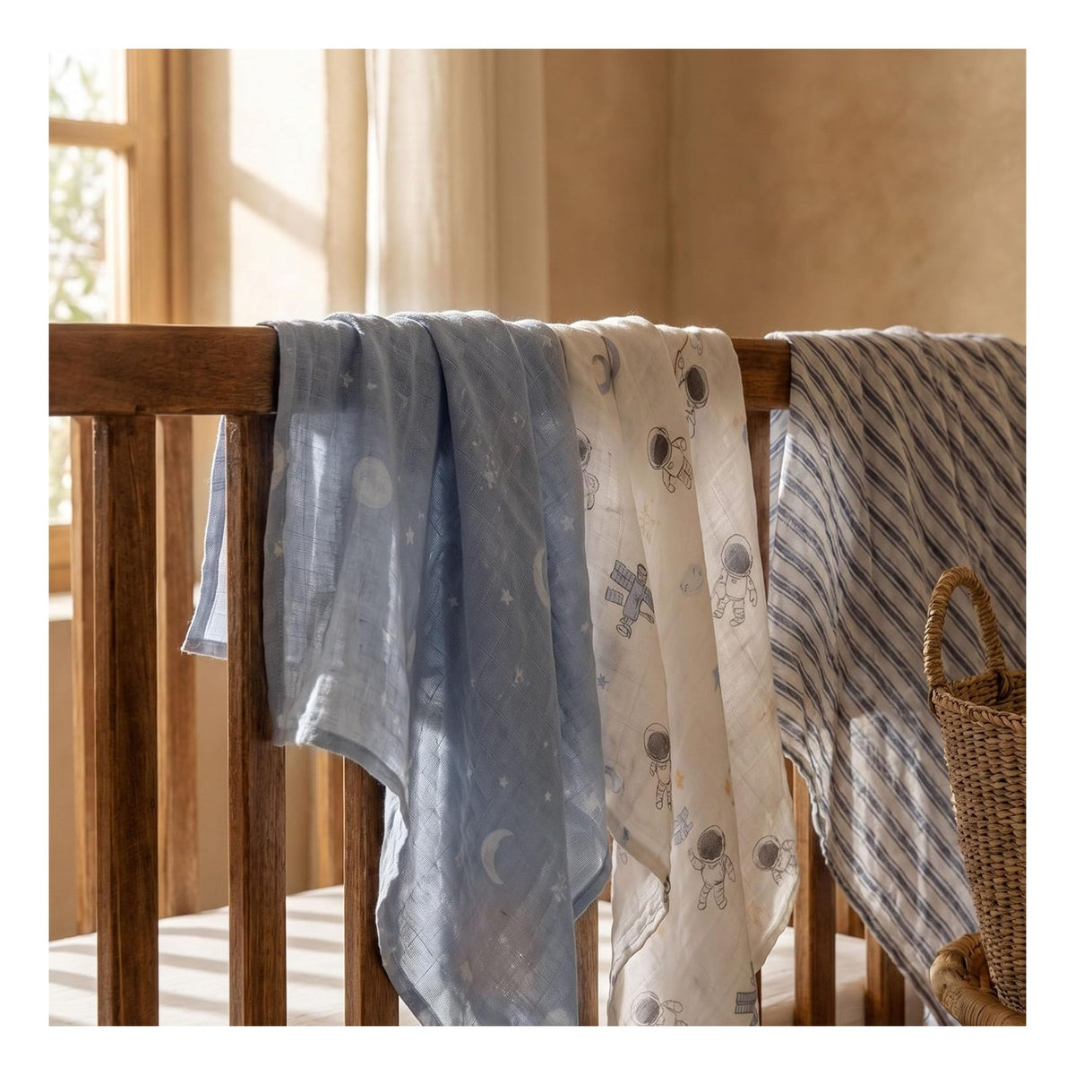 BABY Receiving Blanket Boy Cotton Muslin Swaddle Blankets Girl Newborn Squares Breathable & Soft Thin Baby Blankets Cloths Double Absorbent Infant Swaddling Wrap - 6 Pack