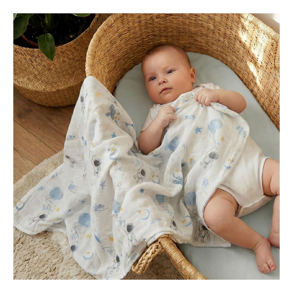 BABY Receiving Blanket Boy Cotton Muslin Swaddle Blankets Girl Newborn Squares Breathable & Soft Thin Baby Blankets Cloths Double Absorbent Infant Swaddling Wrap - 6 Pack