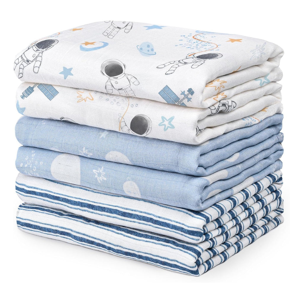 BABY Receiving Blanket Boy Cotton Muslin Swaddle Blankets Girl Newborn Squares Breathable & Soft Thin Baby Blankets Cloths Double Absorbent Infant Swaddling Wrap - 6 Pack