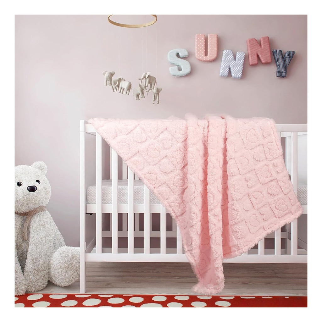 5 Pcs Baby Blanket Heart Checkered Ultra Soft Gift-Ready Plush for Newborns, Nursery & Stroller 30"x40" Beige Gray Blue Purple Light Pink