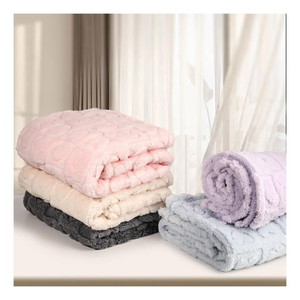 5 Pcs Baby Blanket Heart Checkered Ultra Soft Gift-Ready Plush for Newborns, Nursery & Stroller 30"x40" Beige Gray Blue Purple Light Pink