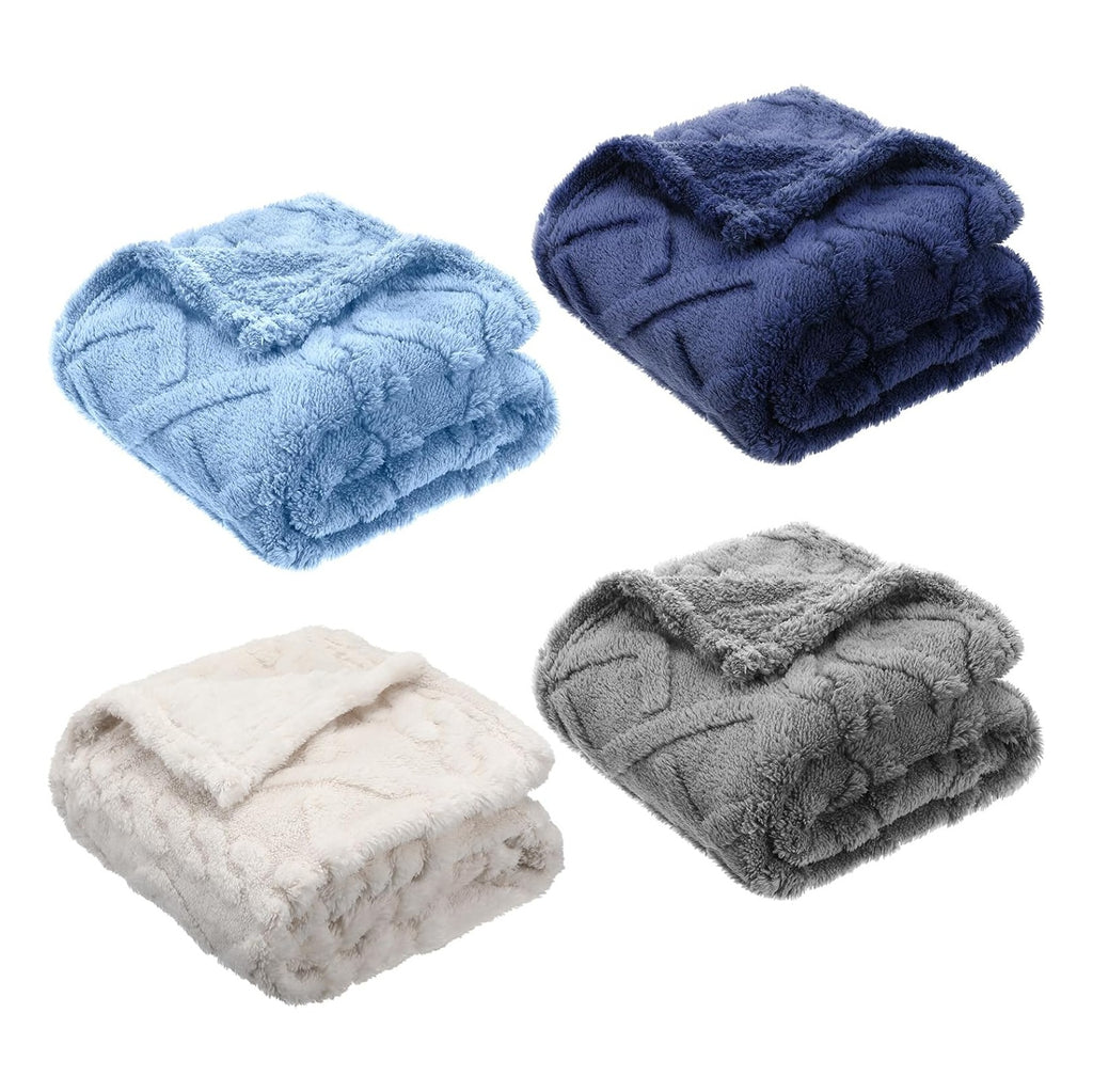 4 Pcs Fleece Baby Blankets for Boys Girls 3D Soft Plush Warm Baby Receiving Blankets 30" x 40" Cozy Fluffy Infant Toddler Newborn Swaddling Blanket for Crib Nursery Bed