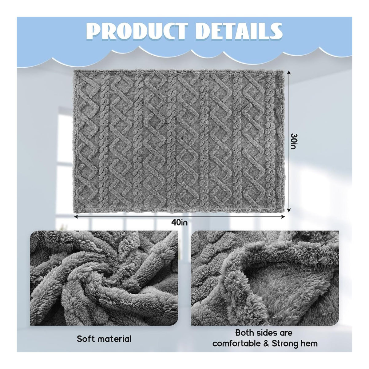 4 Pcs Fleece Baby Blankets for Boys Girls 3D Soft Plush Warm Baby Receiving Blankets 30" x 40" Cozy Fluffy Infant Toddler Newborn Swaddling Blanket for Crib Nursery Bed