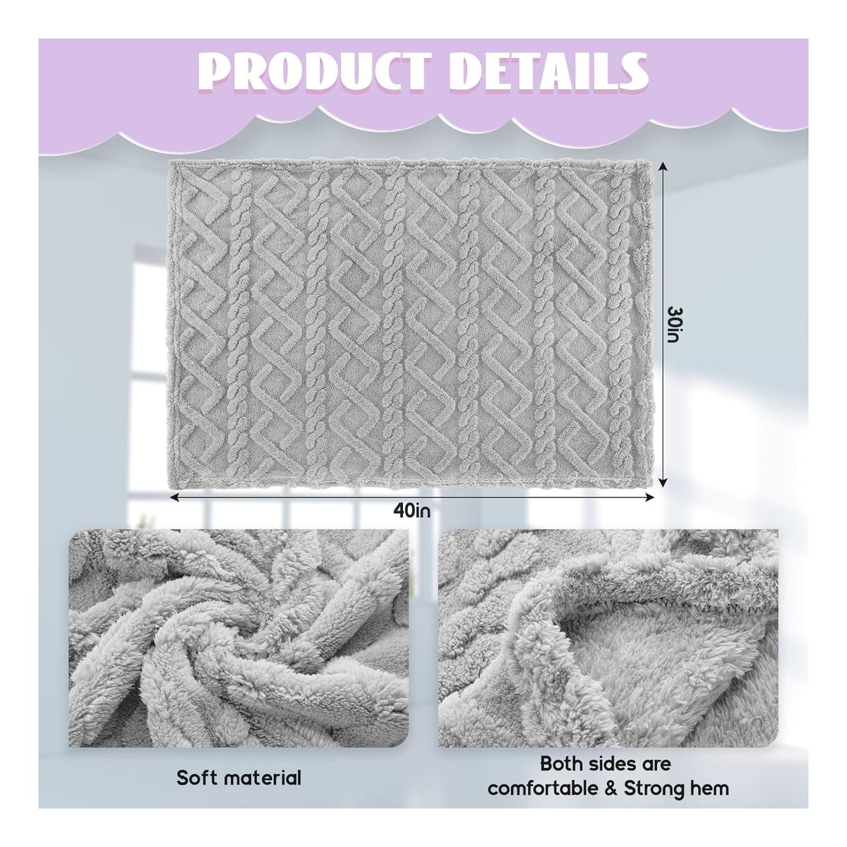 Pcs Fleece Baby Blankets for Boys Girls 3D Soft Plush Warm Baby Receiving Blankets 30" x 40" Cozy Fluffy Infant Toddler Newborn Swaddling Blanket for Crib Nursery Bed