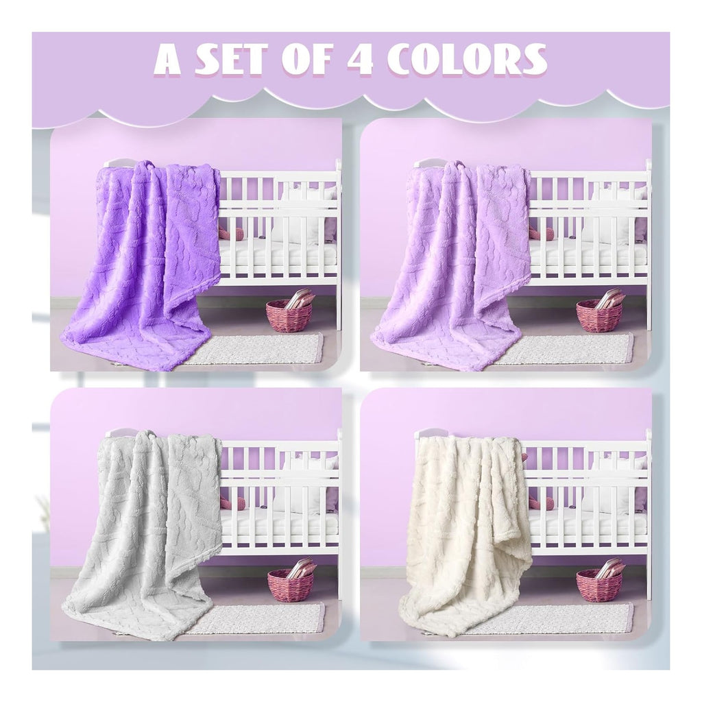 Pcs Fleece Baby Blankets for Boys Girls 3D Soft Plush Warm Baby Receiving Blankets 30" x 40" Cozy Fluffy Infant Toddler Newborn Swaddling Blanket for Crib Nursery Bed