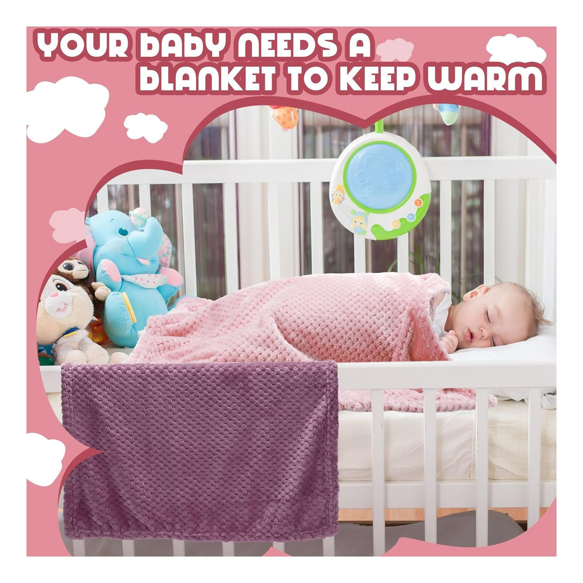 4 Pcs Baby Fuzzy Blanket Fluffy Baby Blanket for Boys Girls Soft Warm Infant Newborn Toddler Receiving Nursery Bed Supplies, 32 x 24 Inch