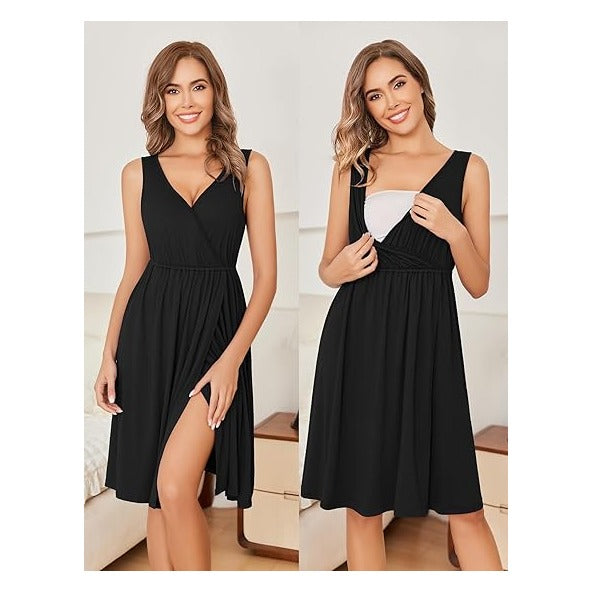 Maternity Nursing Gown and Robe Set Labor Delivery Nursing Nightgowns for Breastfeeding Pregnancy Clothes
