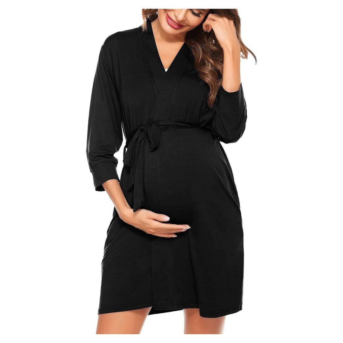 Women's Maternity Nursing Robe Pregnancy Breastfeeding Bathrobes 3 in 1 Labor Delivery Nightgowns