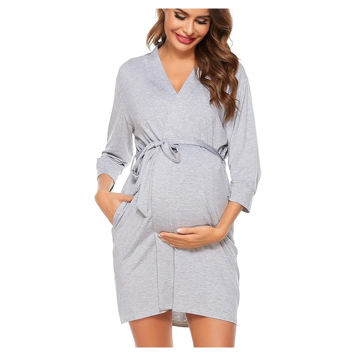 Women's Maternity Nursing Robe Pregnancy Breastfeeding Bathrobes 3 in 1 Labor Delivery Nightgowns