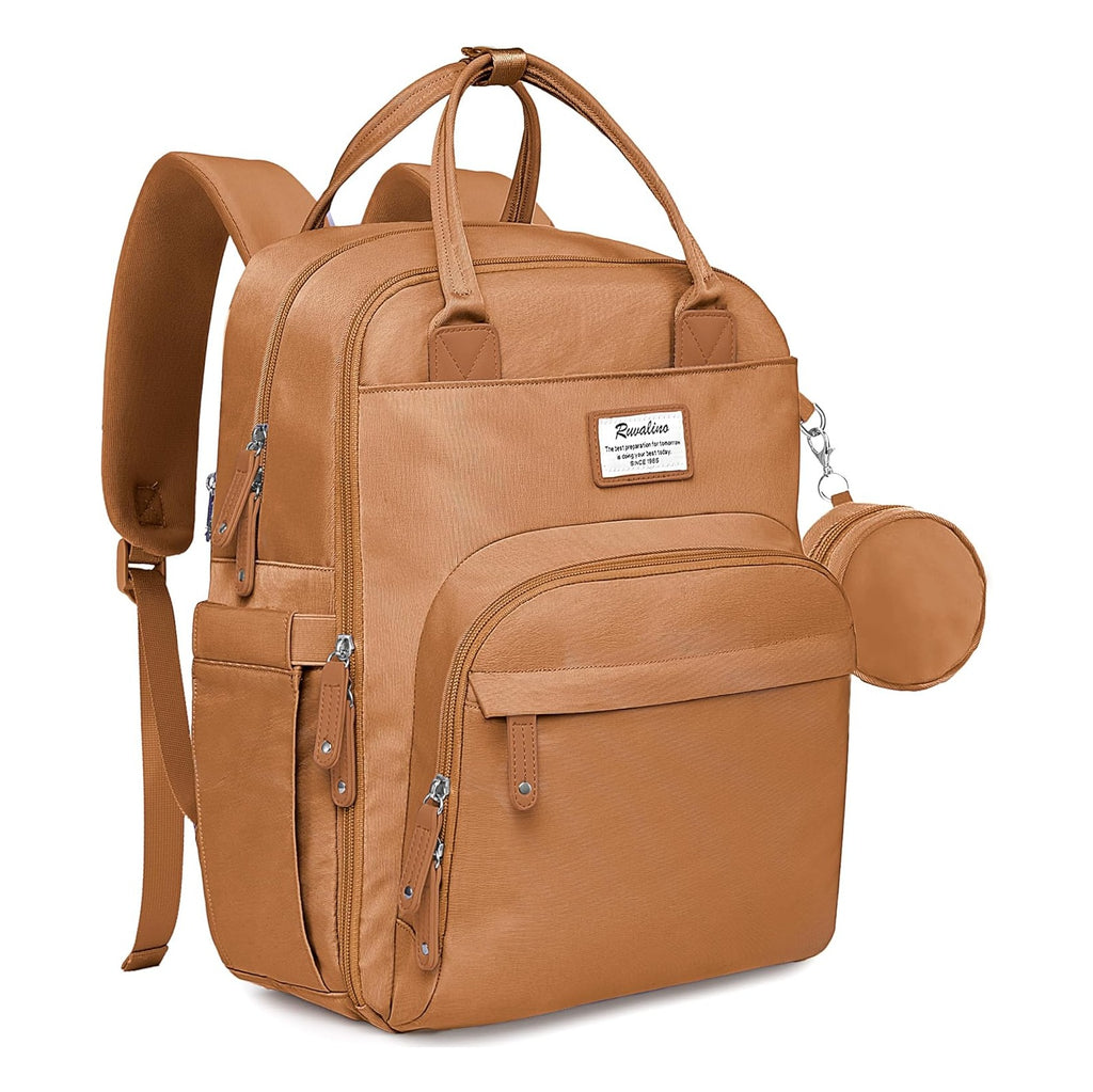 Diaper Bag Backpack-Multifunction Baby Travel Bag with Changing pad, Insulated Bottle Holders & Pacifier Case, Large Capacity, Waterproof, Dark Brown