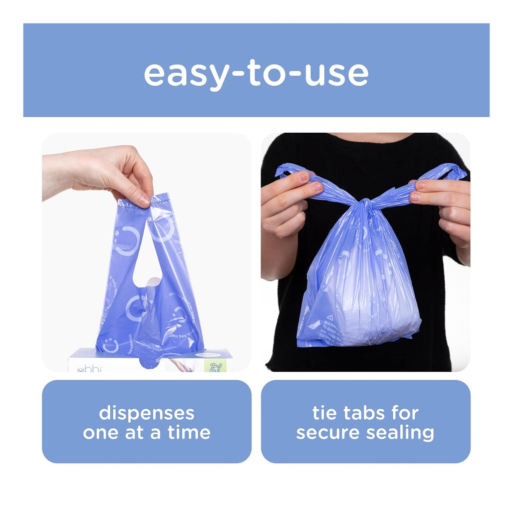 Disposable Diaper Sacks, Lavender Scented, Easy-To-Tie Tabs, Diaper Disposal or Pet Waste Bags, 200 Count | Easy-To-Tie Tabs, Made from 50% Recycled Material, Disposable On-The-Go Bags, Diaper Bag and Travel Essential