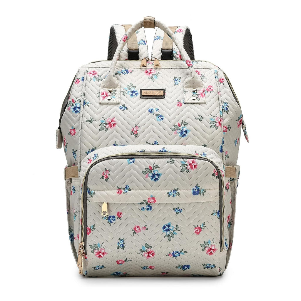 Diaper Bag Backpack, Diaper Bags for Baby Girls Boys, Baby Bags for Moms Dads, Nappy Changing Bag with Insulated Pockets,Multi-functional Waterproof Backpack with Stroller straps-Beige Flowers