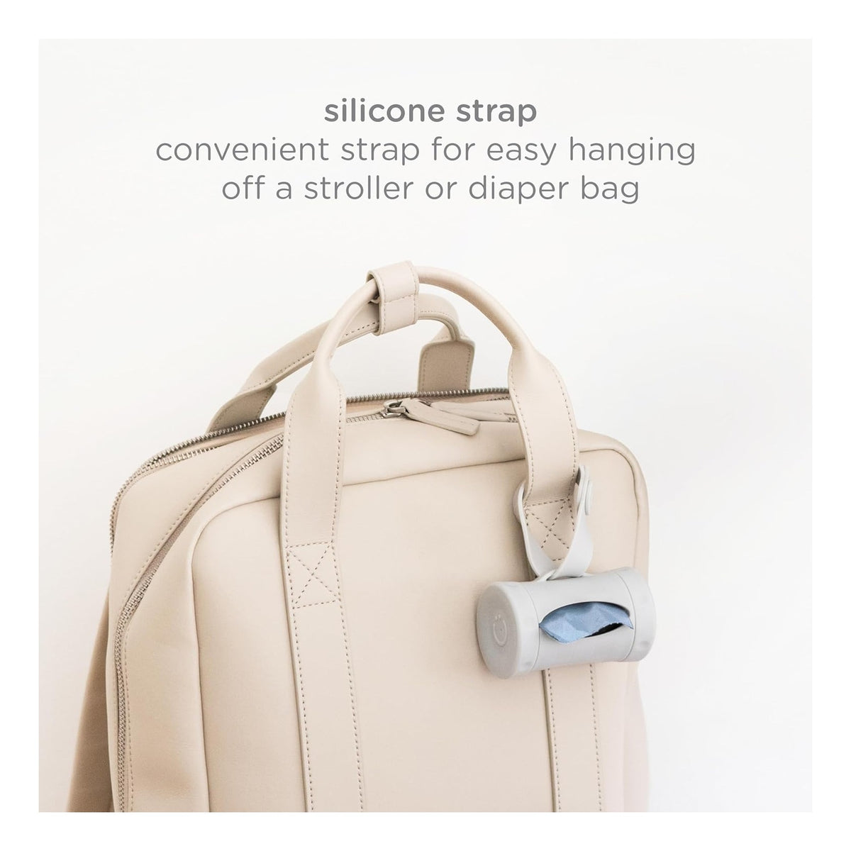 Retractable Bag Dispenser for Diaper Bag Value Set, Portable Bag Holder for Travel, Newborn Baby Essentials, Diaper Bag Must Have, Includes 60 Lavender Scented Bags, Taupe