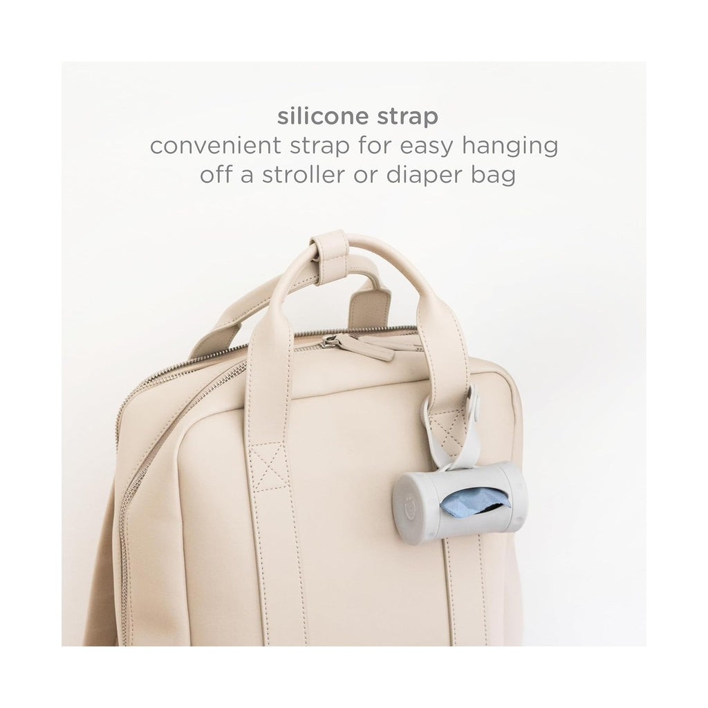 Retractable Bag Dispenser for Diaper Bag Value Set, Portable Bag Holder for Travel, Newborn Baby Essentials, Diaper Bag Must Have, Includes 60 Lavender Scented Bags, Taupe