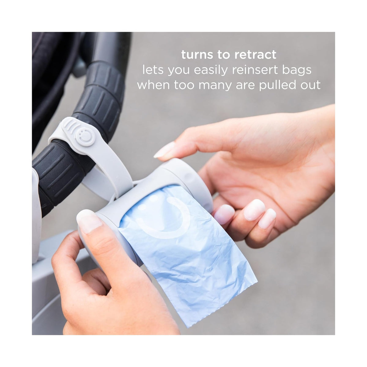Retractable Bag Dispenser for Diaper Bag Value Set, Portable Bag Holder for Travel, Newborn Baby Essentials, Diaper Bag Must Have, Includes 60 Lavender Scented Bags, Taupe