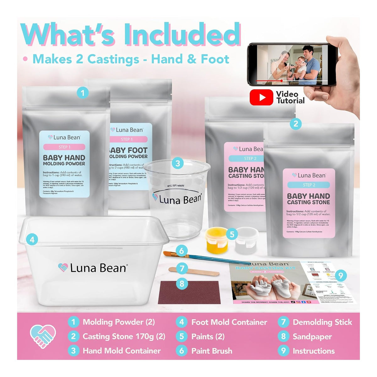 Baby Casting Kit - Hand & Foot Keepsake Mold, 2pc, New Mom Gift