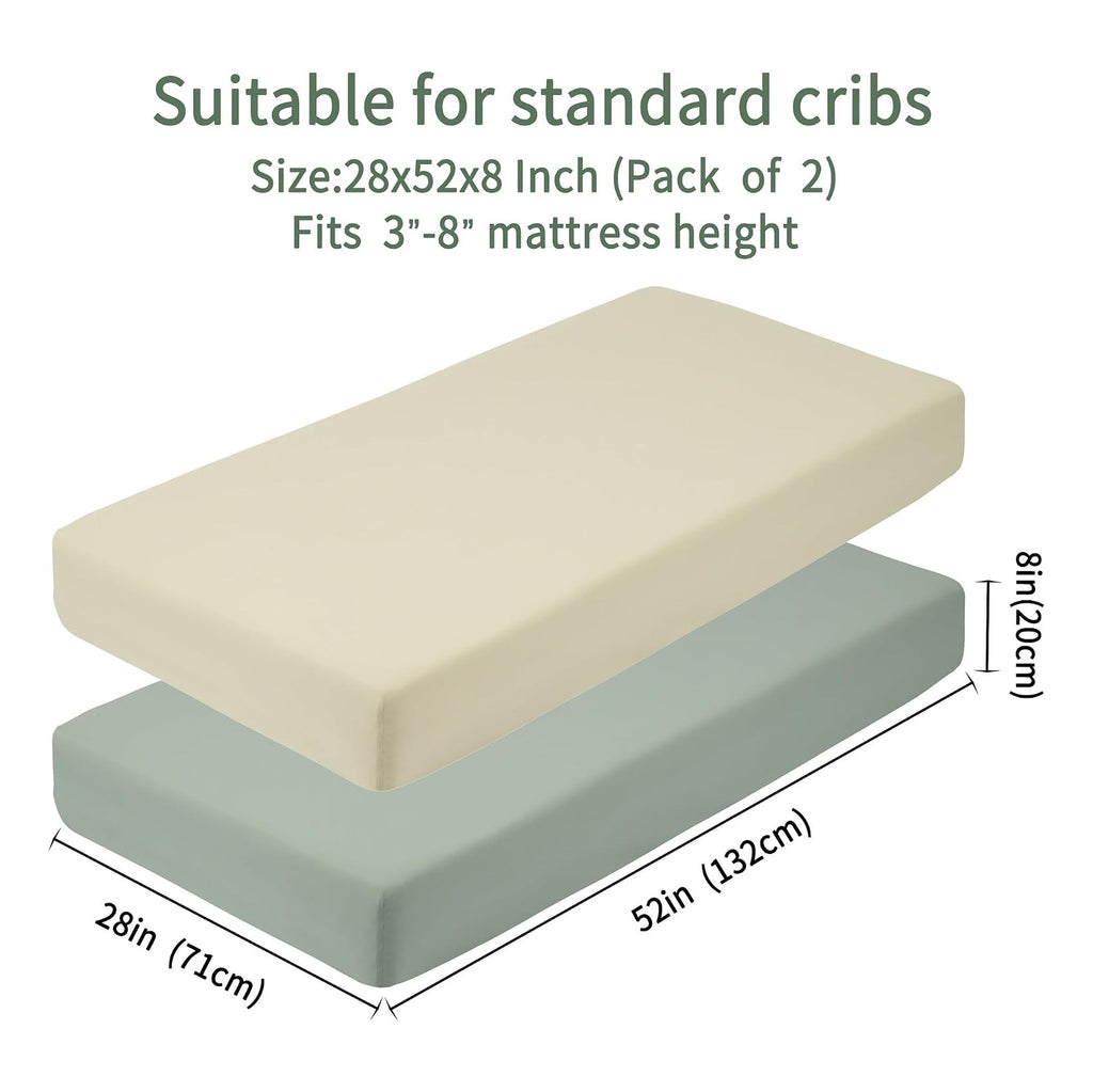 Baby Crib Sheets for Boys Girls, 2 Pack Fitted Crib Sheet for Standard Crib and Toddler Mattress, Soft Microfiber Baby Sheet