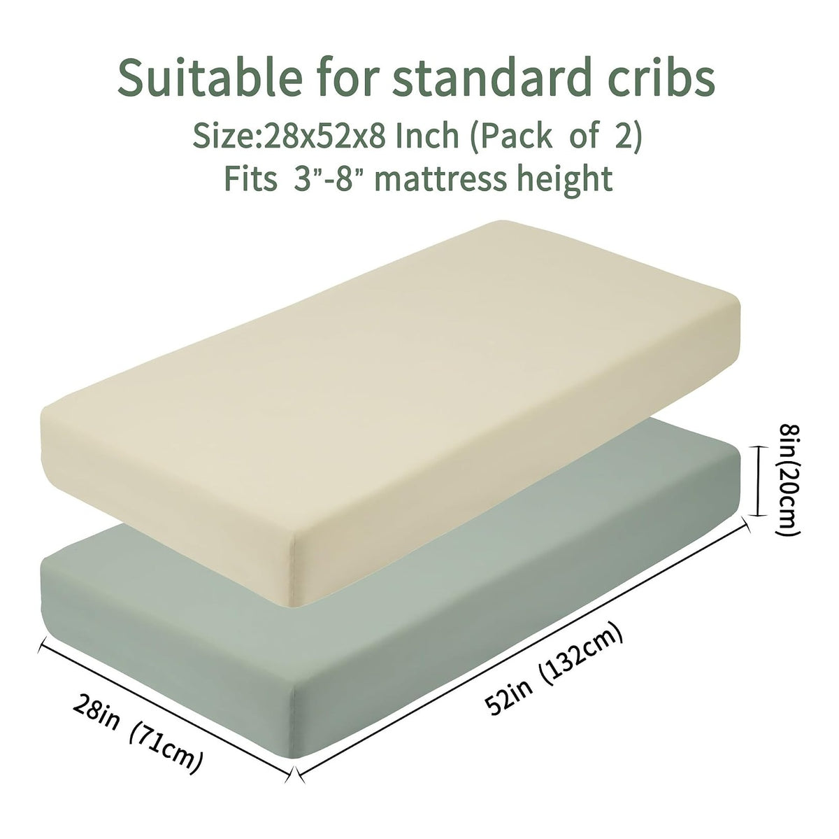 Baby Crib Sheets for Boys Girls, 2 Pack Fitted Crib Sheet for Standard Crib and Toddler Mattress, Soft Microfiber Baby Sheet