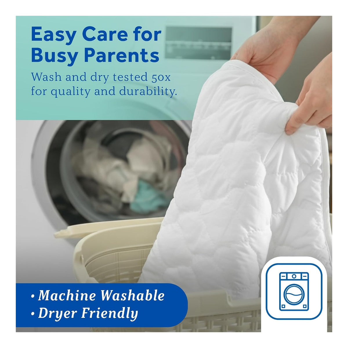 Baby SafetyCase Breathable Waterproof Crib Mattress Protector Pad, Toddler Bed Cover, Zippered Bedding Encasement, Noiseless, Machine Washable / Dryer Friendly
