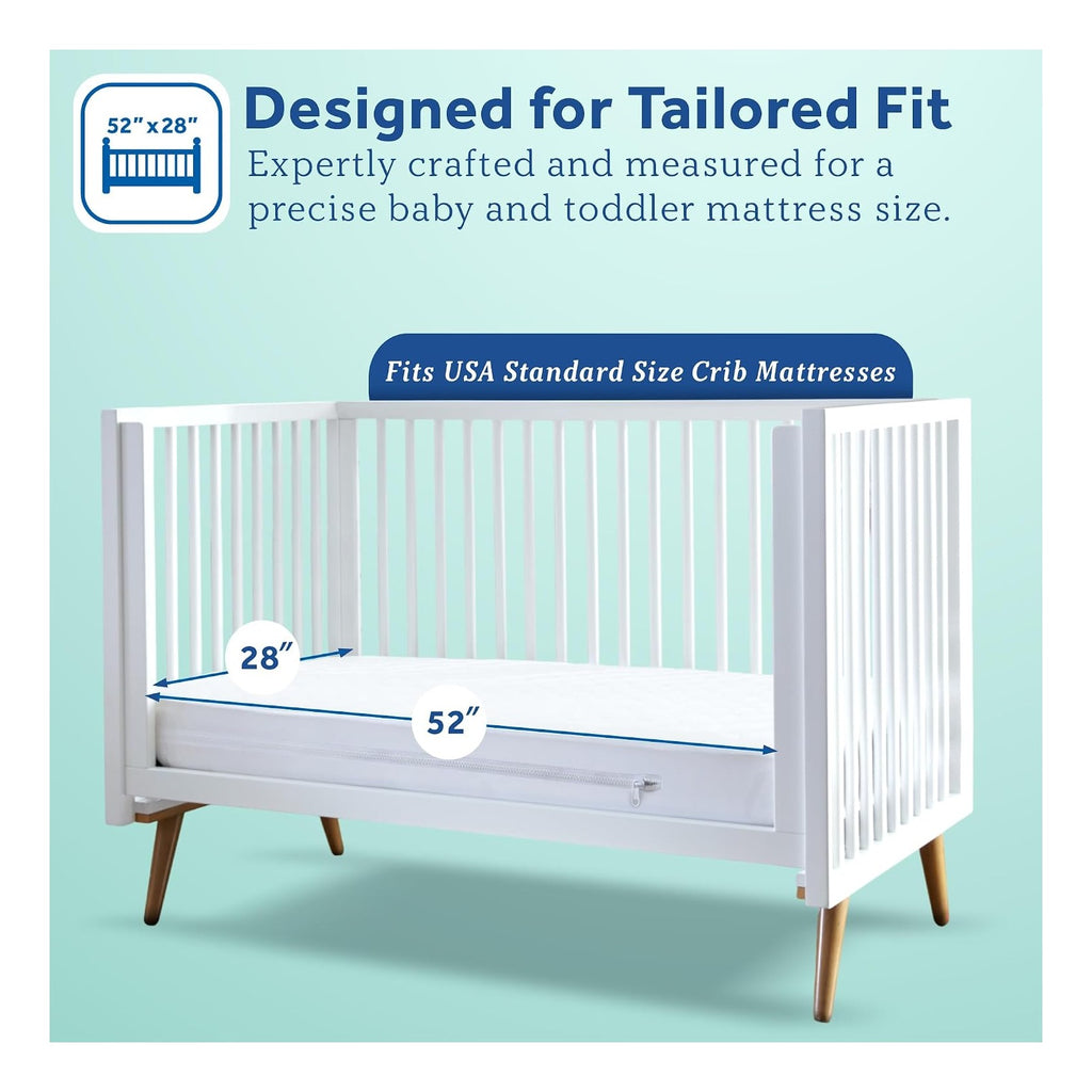 Baby SafetyCase Breathable Waterproof Crib Mattress Protector Pad, Toddler Bed Cover, Zippered Bedding Encasement, Noiseless, Machine Washable / Dryer Friendly