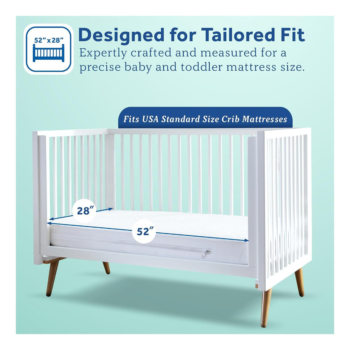 Baby SafetyCase Breathable Waterproof Crib Mattress Protector Pad, Toddler Bed Cover, Zippered Bedding Encasement, Noiseless, Machine Washable / Dryer Friendly
