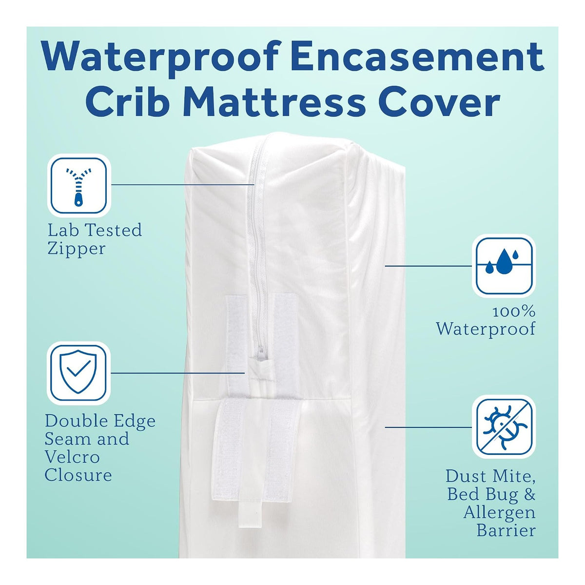 Baby SafetyCase Breathable Waterproof Crib Mattress Protector Pad, Toddler Bed Cover, Zippered Bedding Encasement, Noiseless, Machine Washable / Dryer Friendly