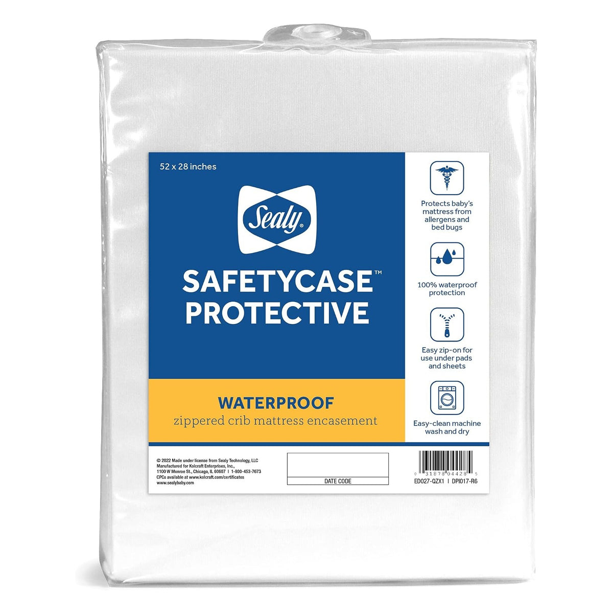 Baby SafetyCase Breathable Waterproof Crib Mattress Protector Pad, Toddler Bed Cover, Zippered Bedding Encasement, Noiseless, Machine Washable / Dryer Friendly