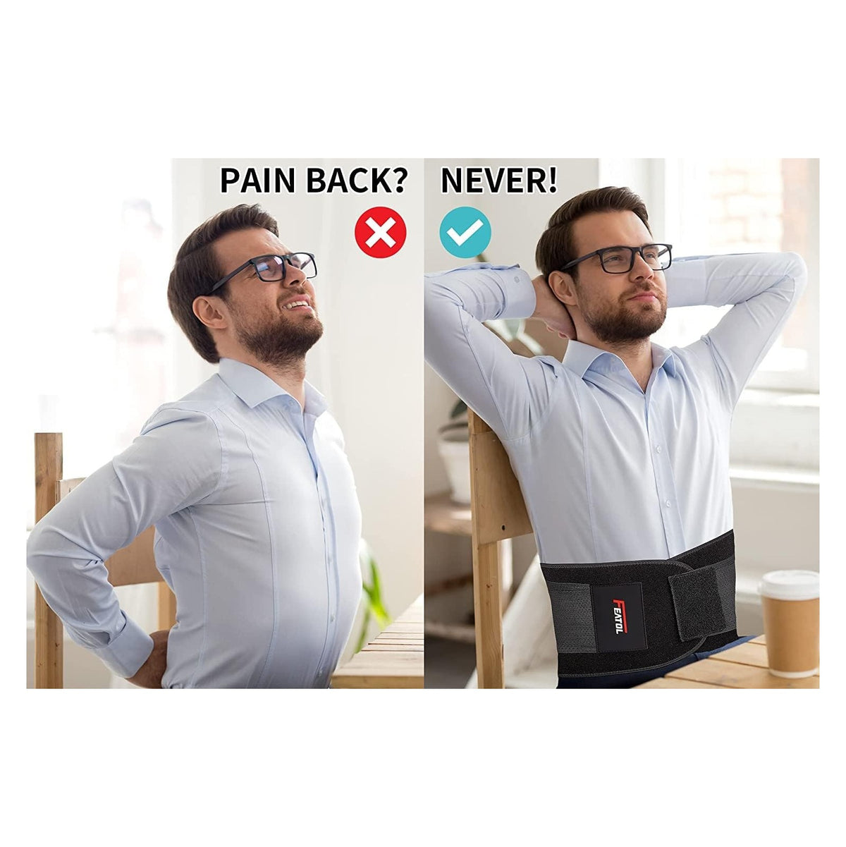 Back Brace Support Belt-Lumbar Support Back Brace for Back Pain, Sciatica, Scoliosis, Herniated Disc Adjustable Support Straps-Lower Back Brace with Removable Lumbar Pad for Men & Women