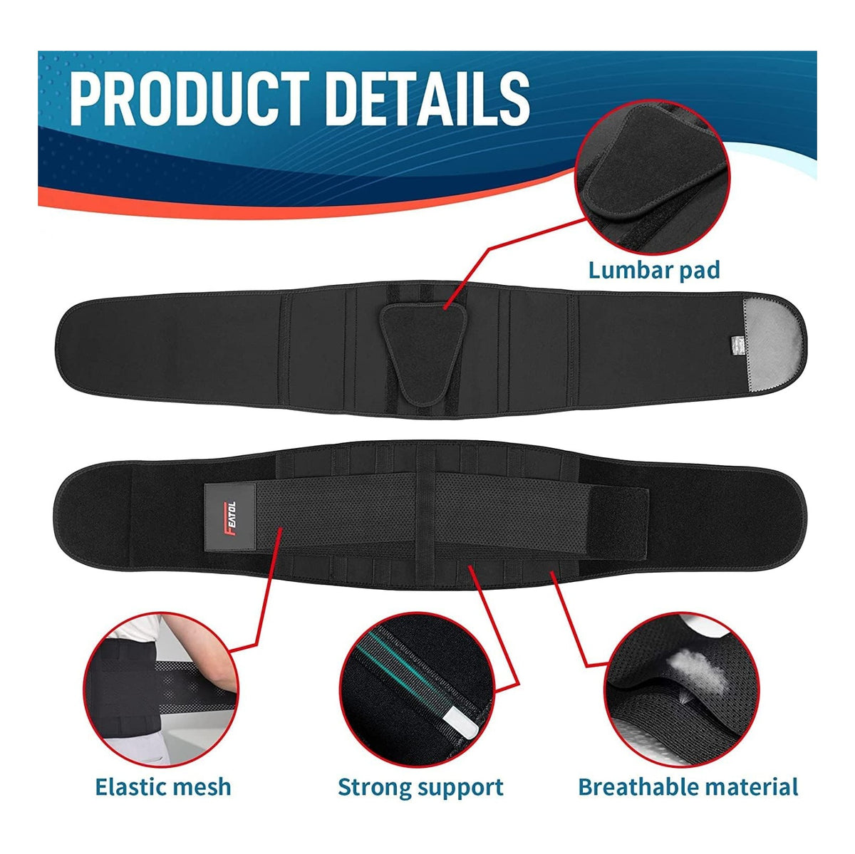 Back Brace Support Belt-Lumbar Support Back Brace for Back Pain, Sciatica, Scoliosis, Herniated Disc Adjustable Support Straps-Lower Back Brace with Removable Lumbar Pad for Men & Women