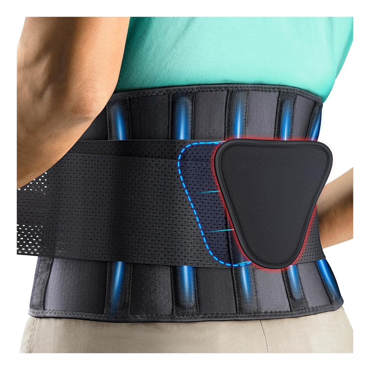Back Brace Support Belt-Lumbar Support Back Brace for Back Pain, Sciatica, Scoliosis, Herniated Disc Adjustable Support Straps-Lower Back Brace with Removable Lumbar Pad for Men & Women